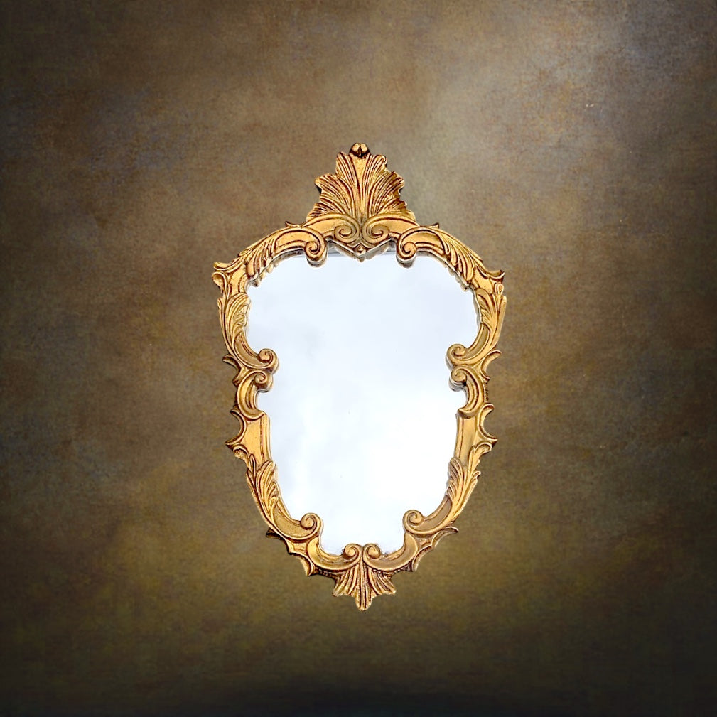 Ancien Miroir Mural en Plâtre Doré de Style Rococo – Déposé VDE – Milieu du XXe siècle
