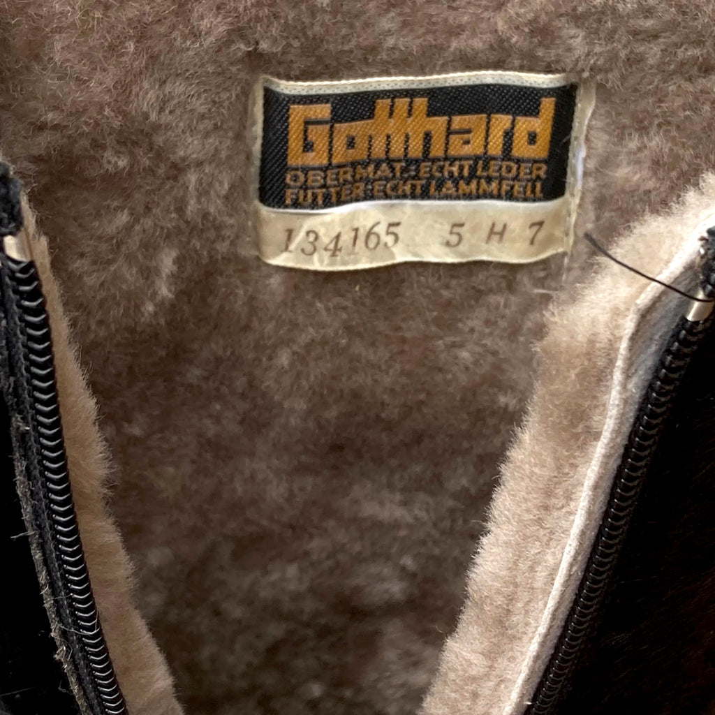 Bottes Gotthard en Cuir Noir à Poil et Peau d’Agneau – Années 70