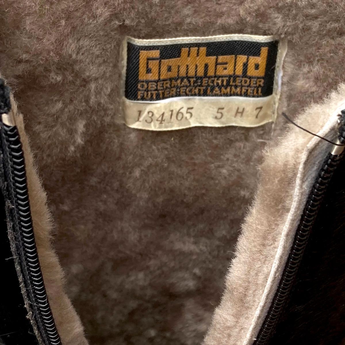Bottes Gotthard en Cuir Noir à Poil et Peau d’Agneau – Années 70