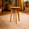 Tabouret vintage bois massif verni pieds compas années 60 style scandinave