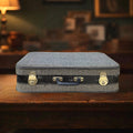 Valise vintage bleu marine moucheté blanc skaï années 60