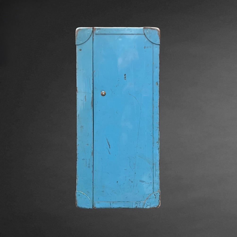 Grande valise métallique vintage bleue malle métal ancienne