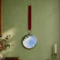 Miroir Œil De Sorcière Bombé Médaillon Doré Ruban Velours Années 60