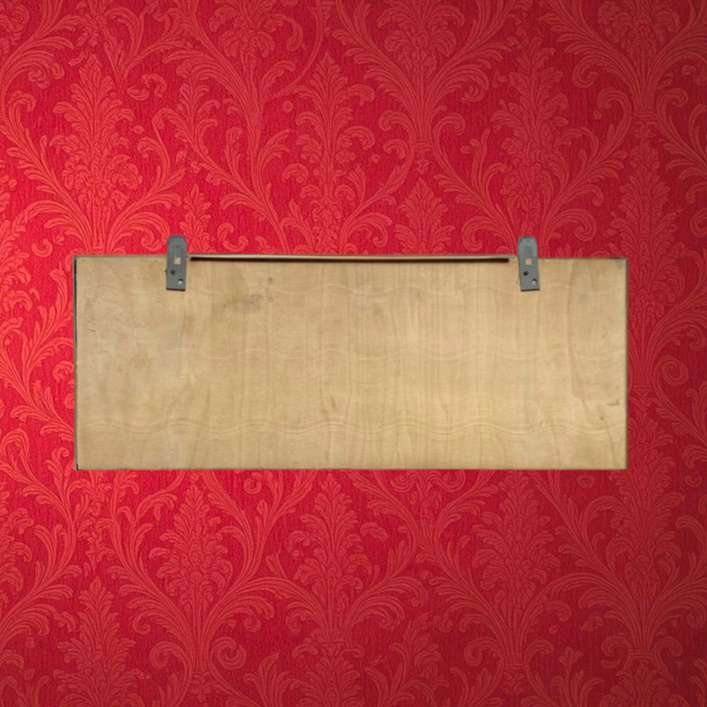 Portemanteau Mural en Bois Plaqué - Miroir - Carreau Céramique Fleur Rouge - Années 60