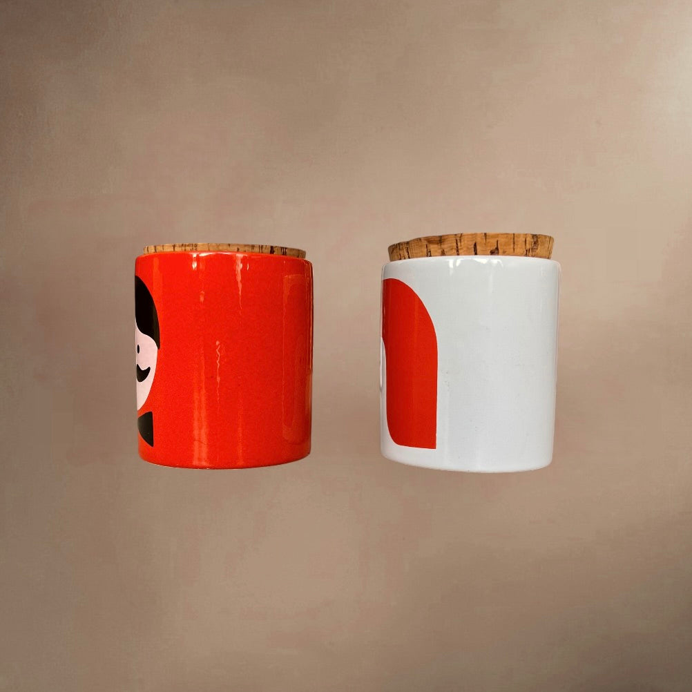 Duo de Pots en Céramique Waechtersbach West Germany Rouge et Blanc Bouchons Liège Années 70