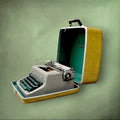 Machine à Écrire Royal Quiet De Luxe avec Valise Moutarde et Clef