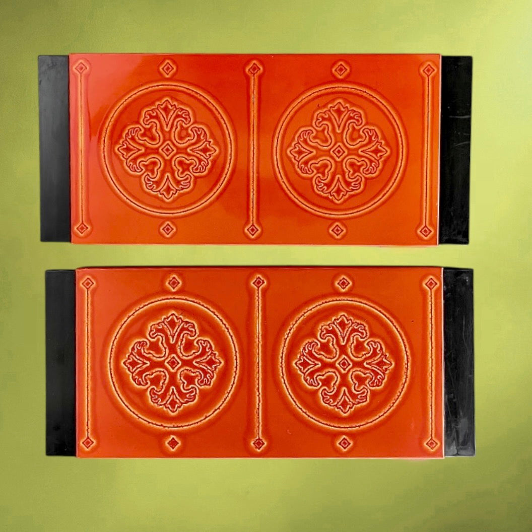 Paire de chauffe-plats électriques vintage NEY Nicolette orange – années 70