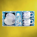 Service enfant Snoopy vintage complet – tasses, soucoupes et cuillères – en coffret