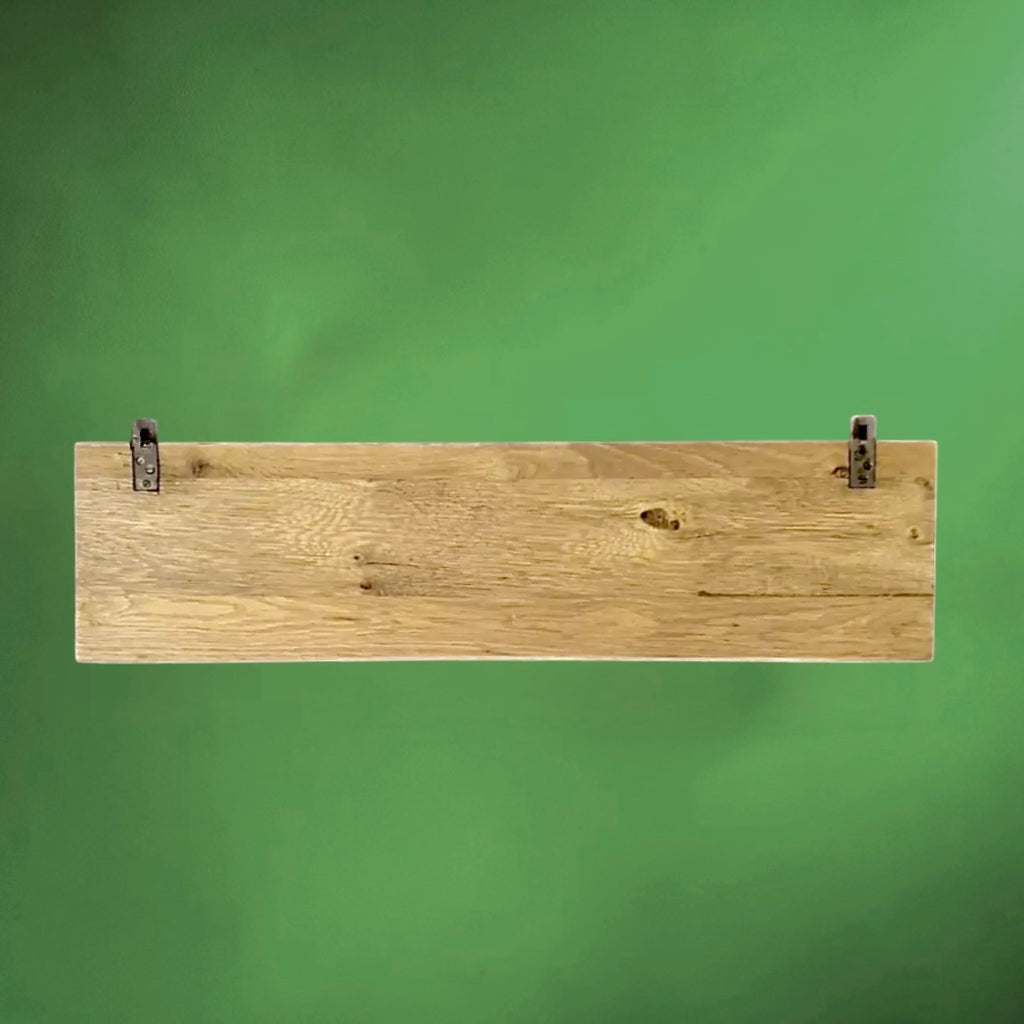 Portemanteau mural vintage bois massif 5 patères aluminium chromé années 70