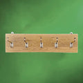 Portemanteau mural vintage bois massif et aluminium chromé années 70