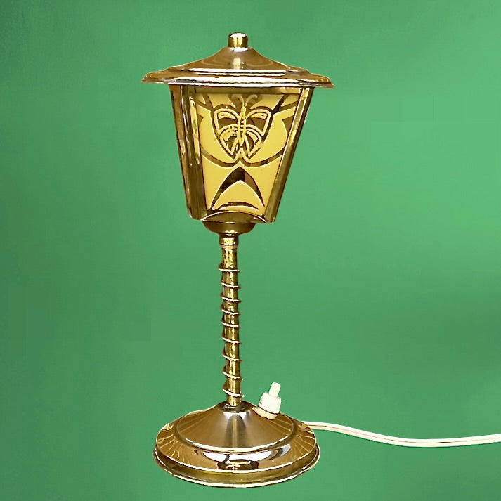 Lampe vintage laiton réverbère art déco papillon années 50