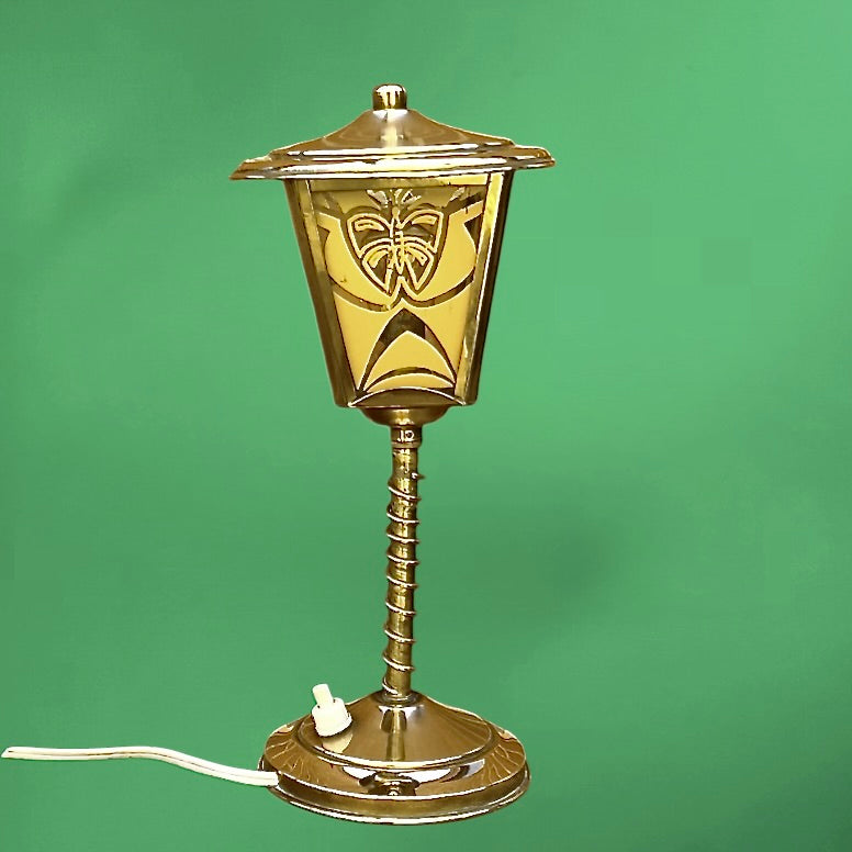 Lampe vintage laiton réverbère art déco papillon années 50