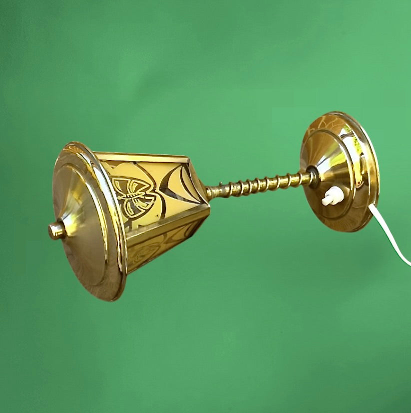 Lampe vintage laiton réverbère art déco papillon années 50