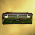 Grande valise vintage verte – fibre vulcanisée – coins renforcés – années 50