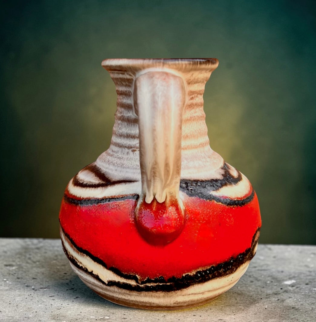 Vase Fat Lava Bay Keramik 631 14 – West Germany – céramique vintage rouge – WGP – années 60 70