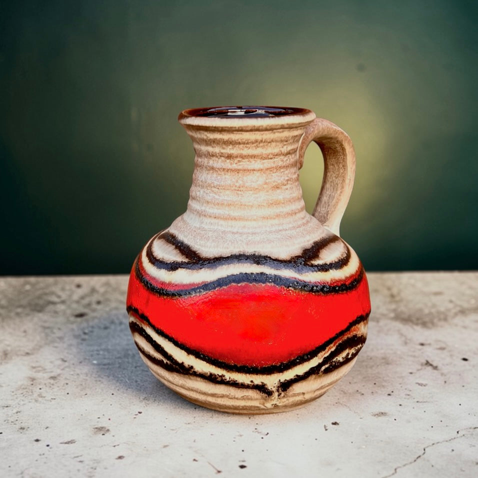 Vase Fat Lava Bay Keramik 631 14 – West Germany – céramique vintage rouge – WGP – années 60 70