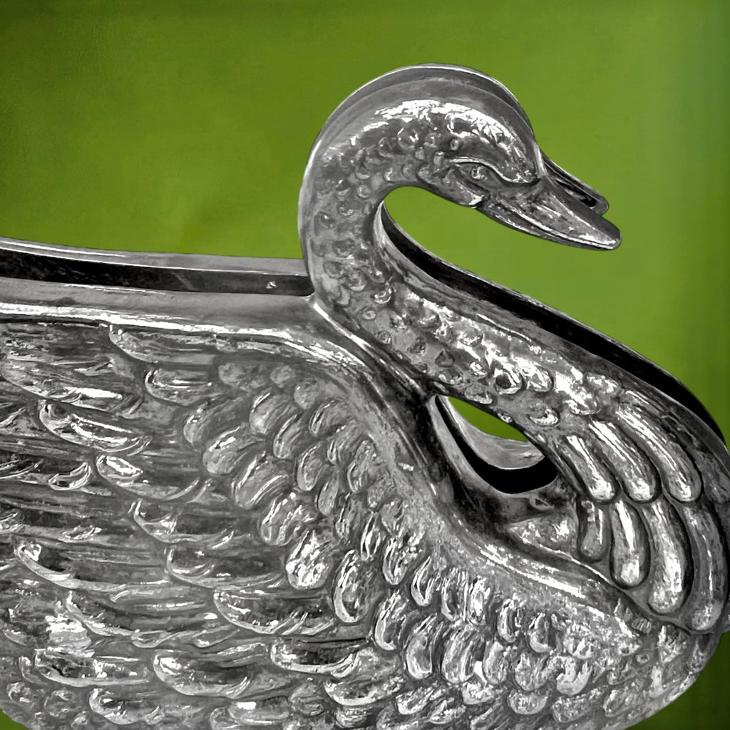 Porte-serviettes cygnes vintage métal argenté – paire – déco table rétro – années 70