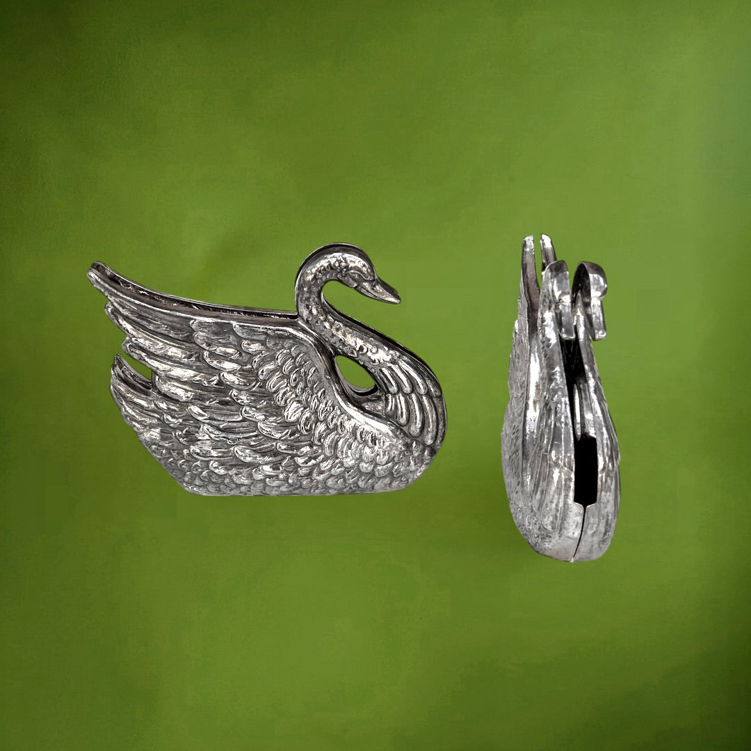 Porte-serviettes cygnes vintage métal argenté – paire – déco table rétro – années 70