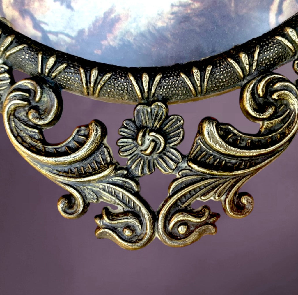 Paire cadres ovales vintage métal doré rococo – cadres muraux années 50 baroque
