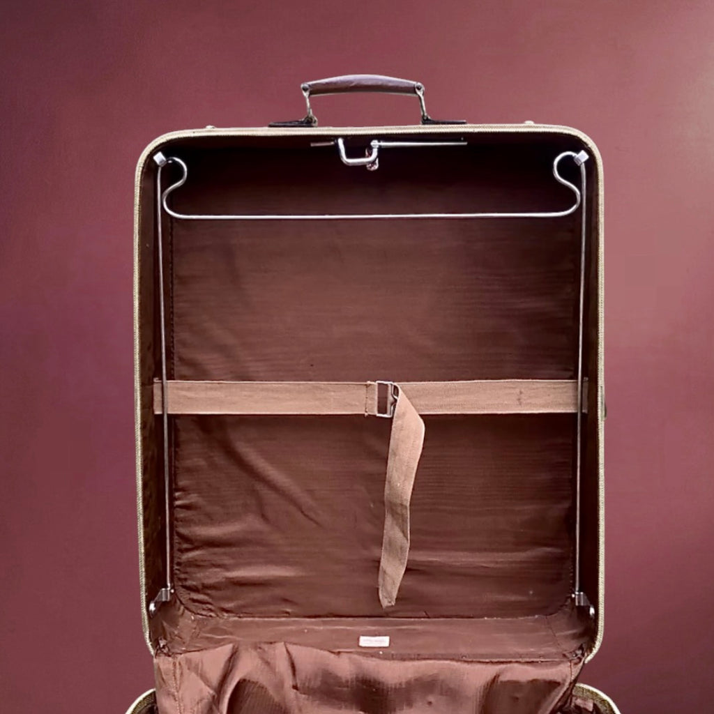 Valise vintage Mädler Aviatic 1920 – malle de voyage cuir avec cintres d’origine