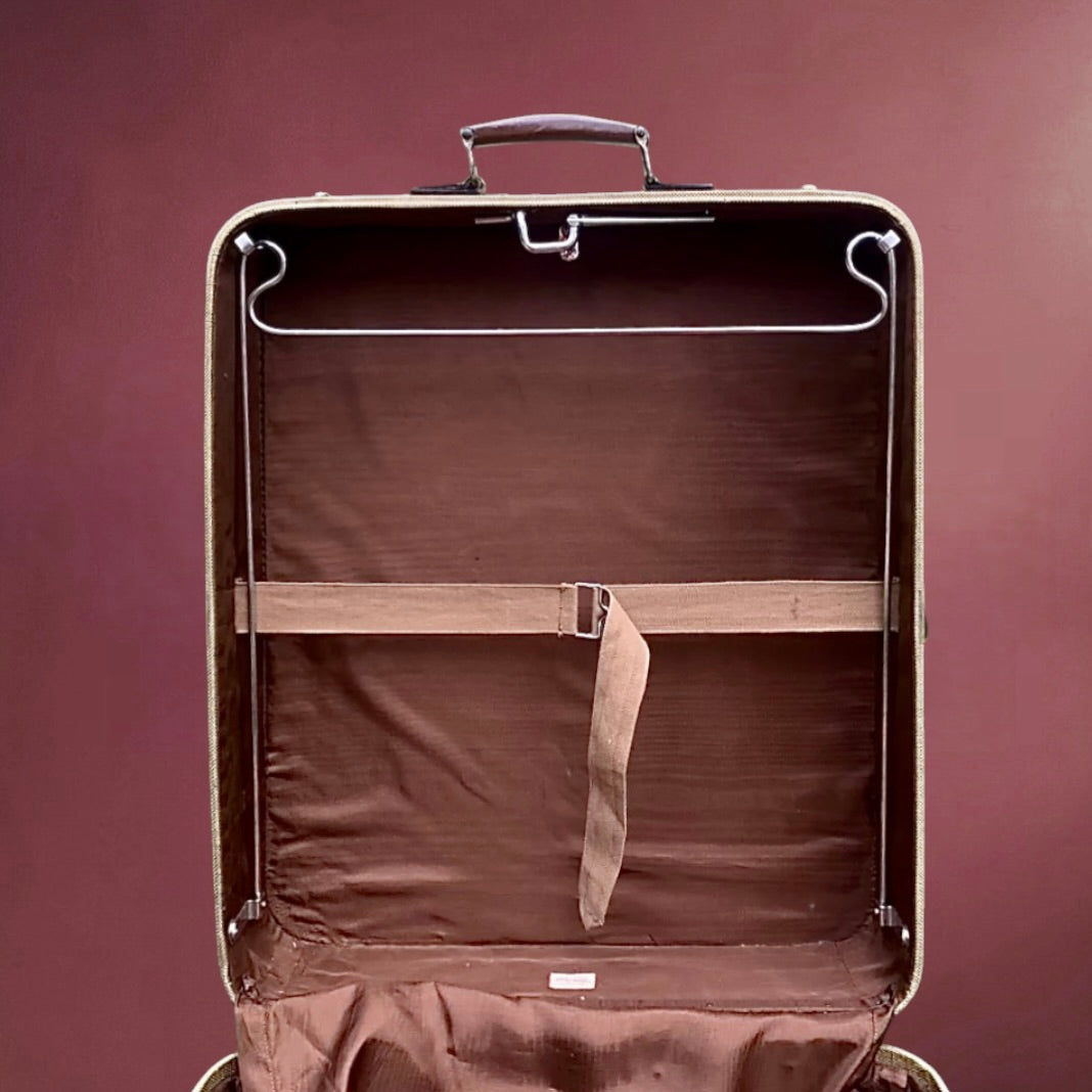 Valise vintage Mädler Aviatic 1920 – malle de voyage cuir avec cintres d’origine