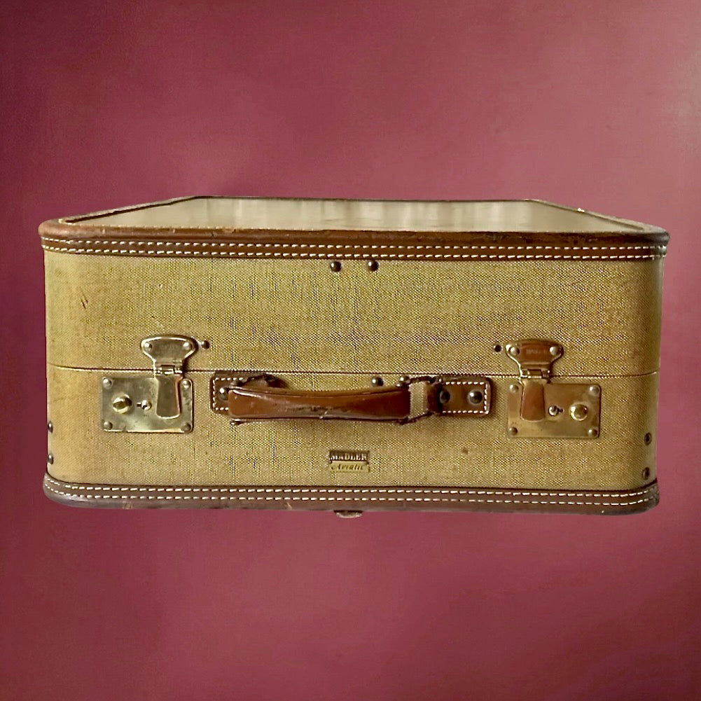 Valise vintage Mädler Aviatic 1920 – malle de voyage cuir avec cintres d’origine