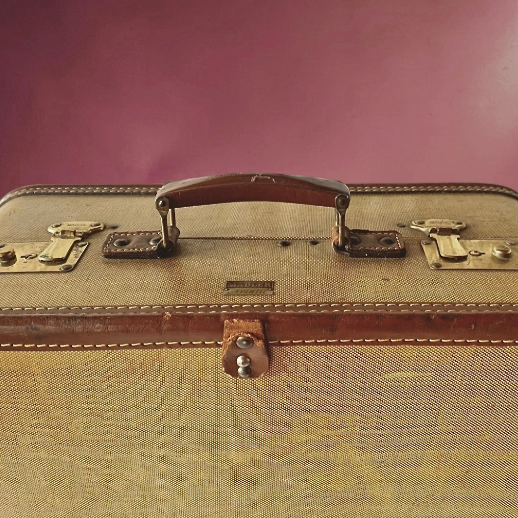 Valise vintage Mädler Aviatic 1920 – malle de voyage cuir avec cintres d’origine