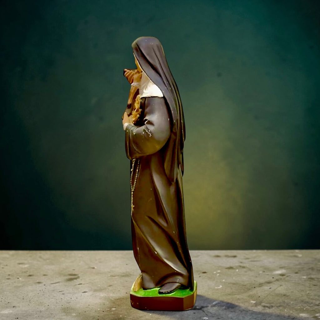 Statue Sainte Rita vintage – résine peinte main Italie 40 cm
