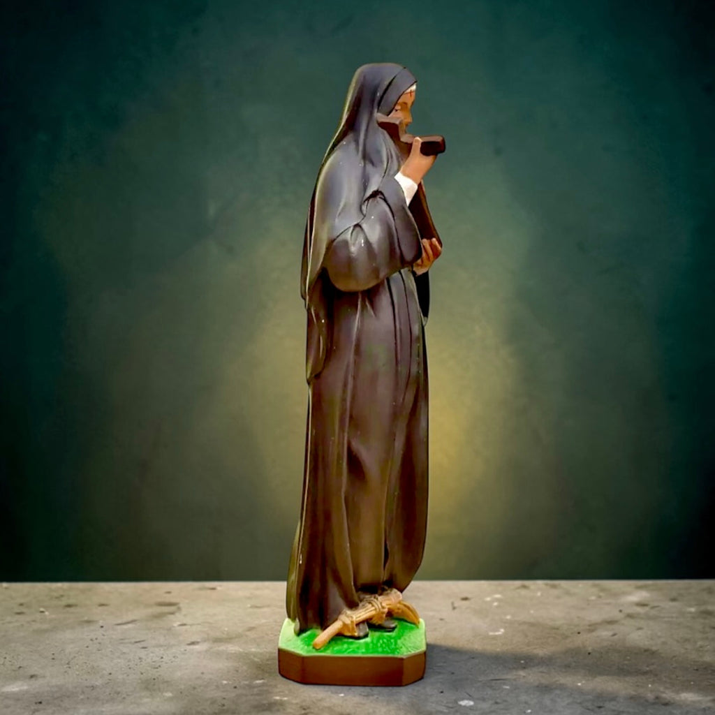 Statue Sainte Rita vintage – résine peinte main Italie 40 cm