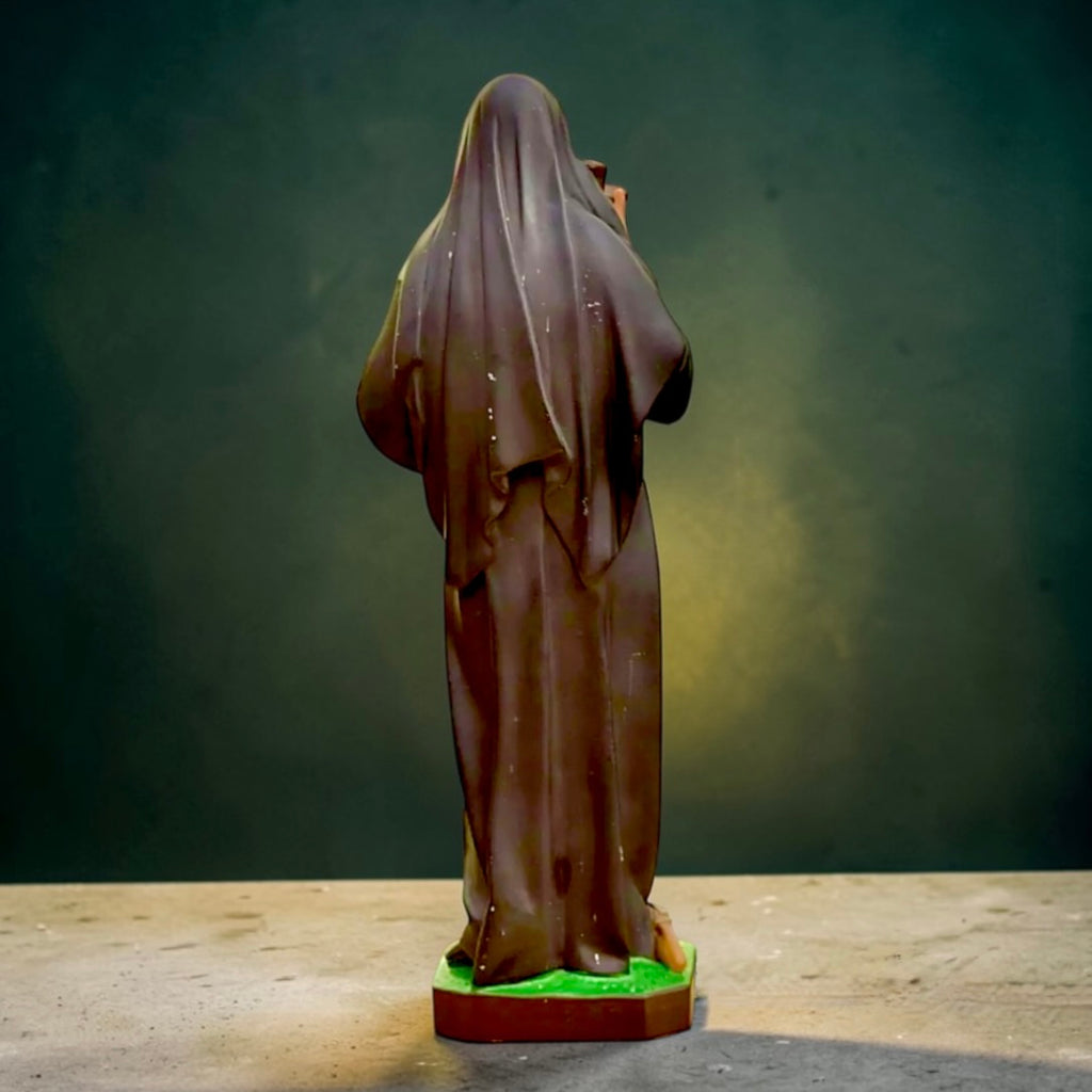 Statue Sainte Rita vintage – résine peinte main Italie 40 cm
