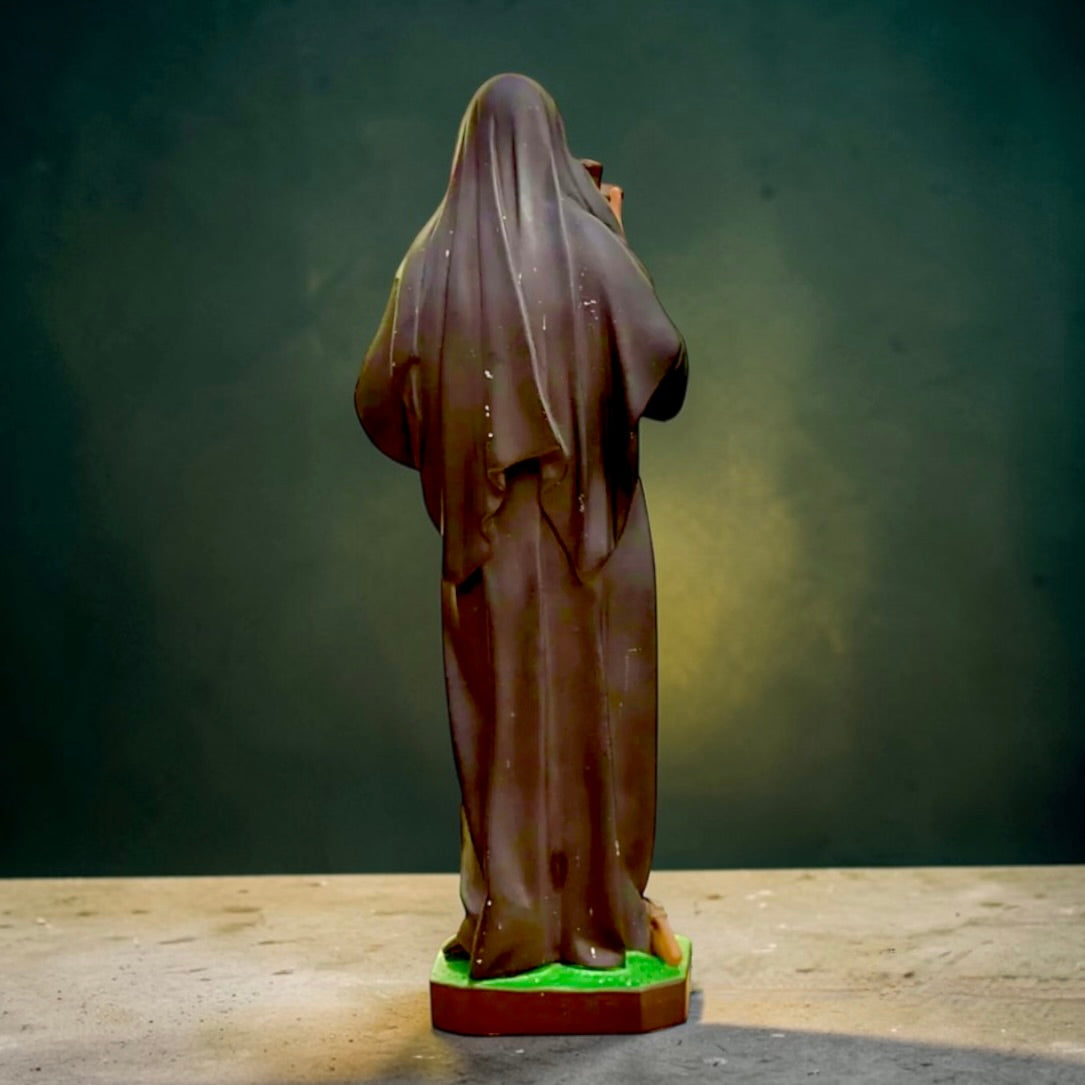 Statue Sainte Rita vintage – résine peinte main Italie 40 cm