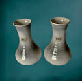 Paire de vases Bay Keramik blanc et gris – céramique vintage – West Germany années 60 70