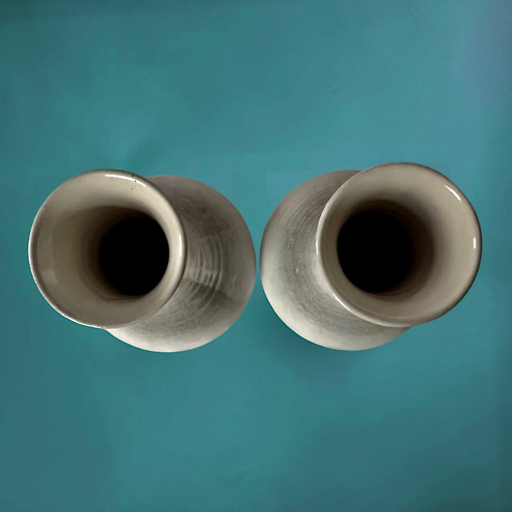 Paire de vases Bay Keramik 740-20 – céramique West Germany blanc et gris – vintage années 60 70