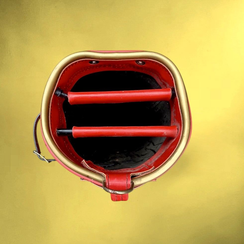 Sac de golf vintage Whitehouse Dudley Angleterre – simili cuir rouge – années 60-70
