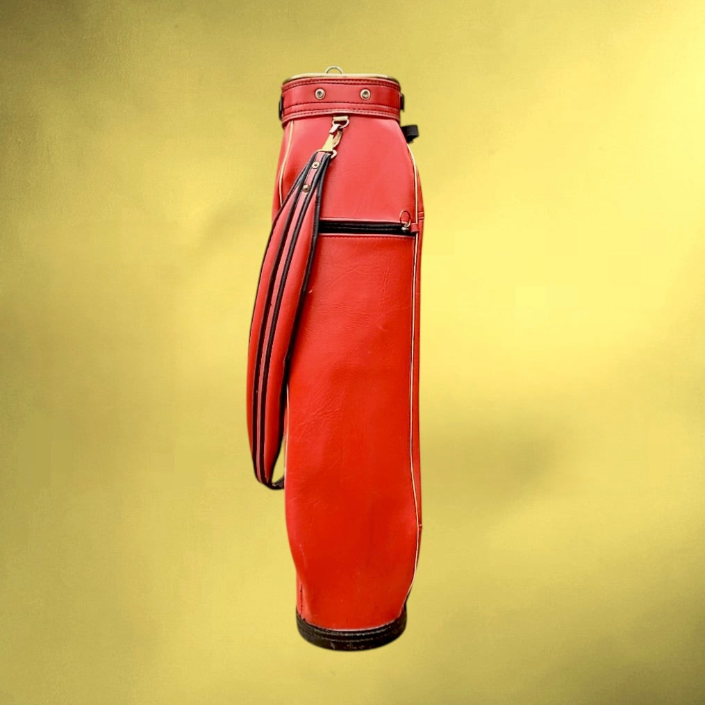 Sac de golf vintage Whitehouse Dudley Angleterre – simili cuir rouge – années 60-70