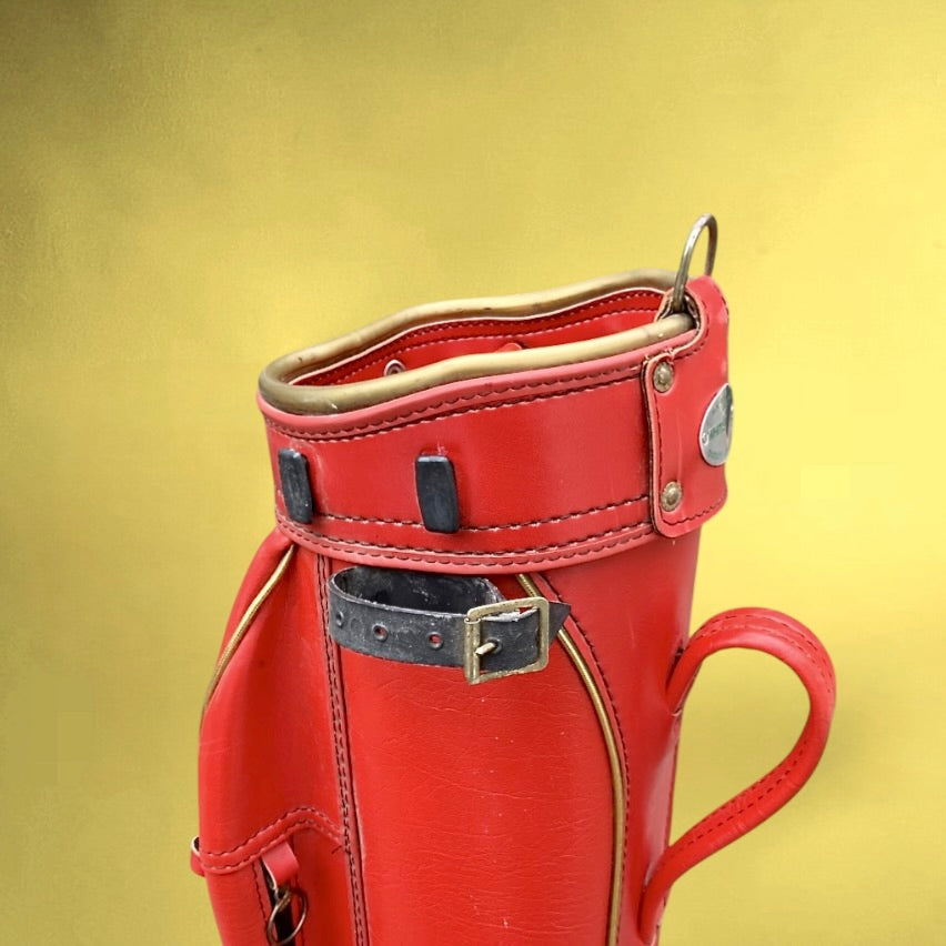 Sac de golf vintage Whitehouse Dudley Angleterre – simili cuir rouge – années 60-70
