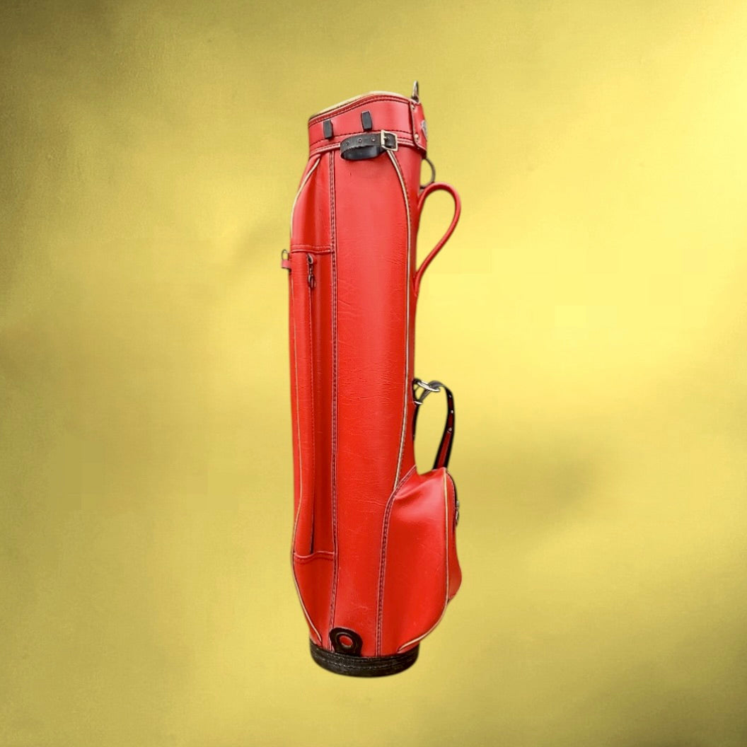 Sac de golf vintage Whitehouse Dudley Angleterre – simili cuir rouge – années 60-70