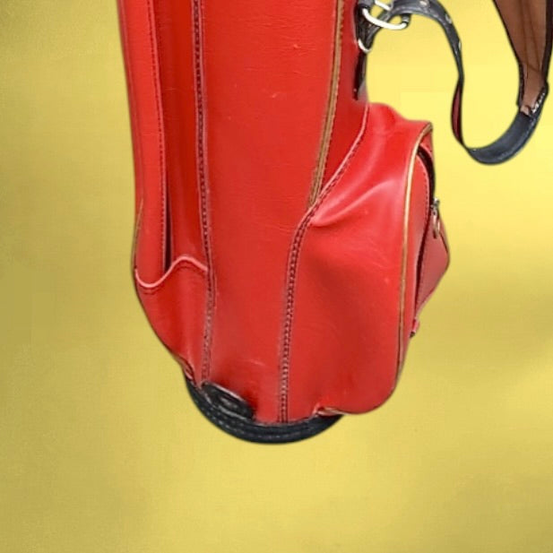 Sac de golf vintage Whitehouse Dudley Angleterre – simili cuir rouge – années 60-70