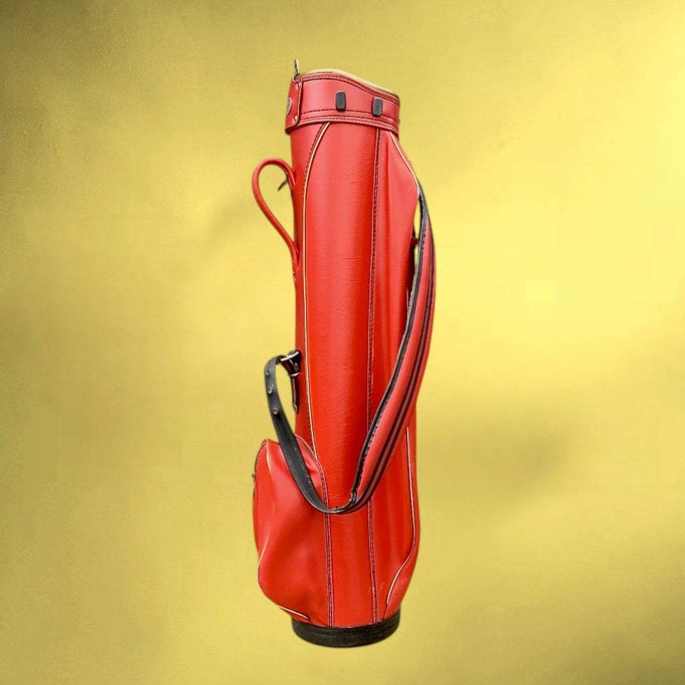 Sac de golf vintage Whitehouse Dudley Angleterre – simili cuir rouge – années 60-70