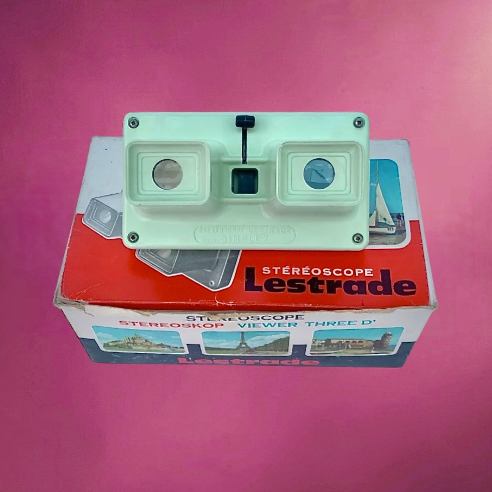 Stéréoscope vintage Lestrade Simplex vert – visionneuse 3D années 60
