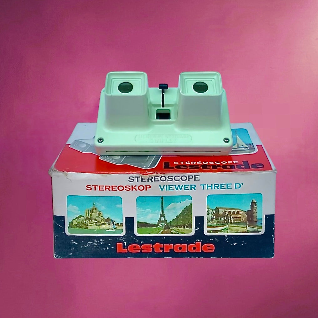 Stéréoscope Lestrade Simplex vintage vert – visionneuse 3D France années 60 avec boîte