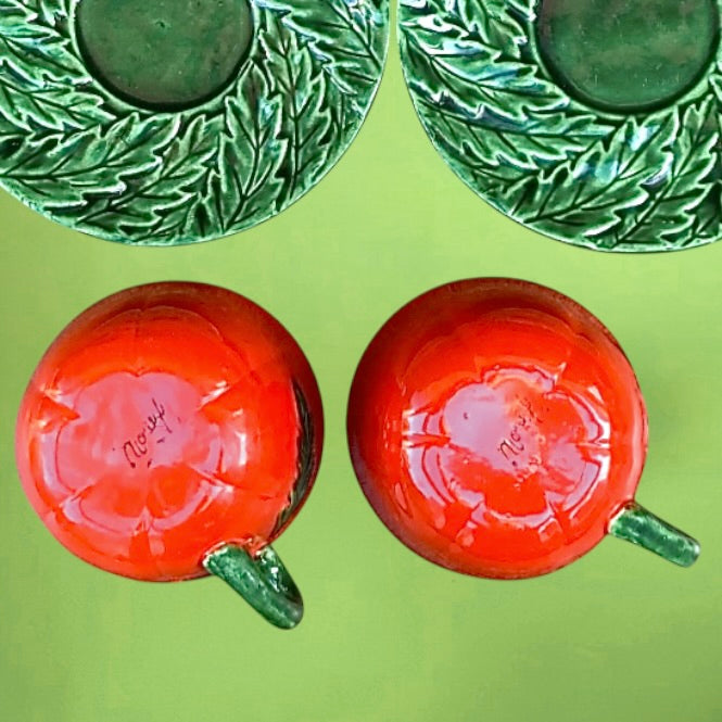 Service à thé vintage tomates céramique italienne – théière tasses pot sucre années 60 70