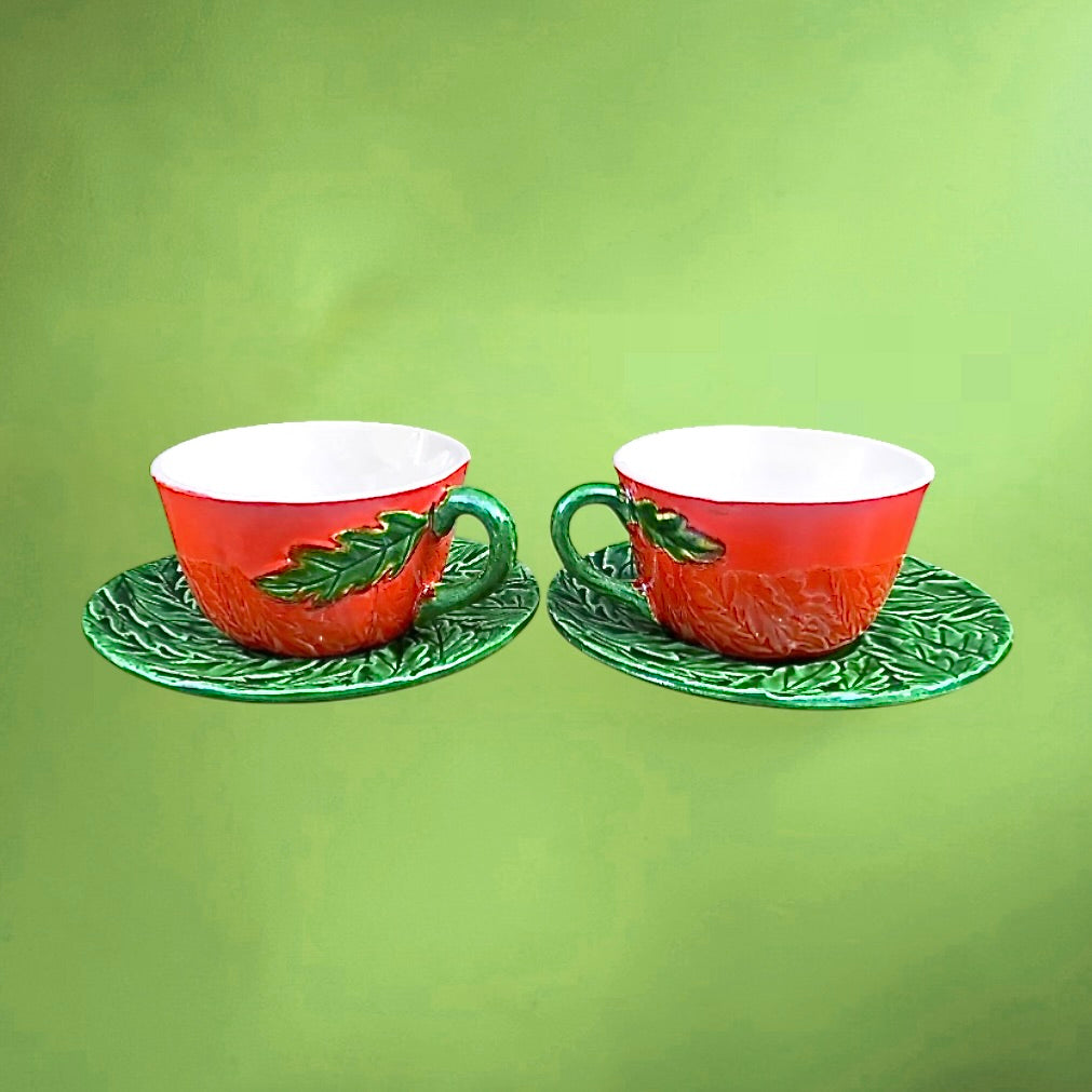 Service à thé vintage tomates céramique italienne – théière tasses pot sucre années 60 70
