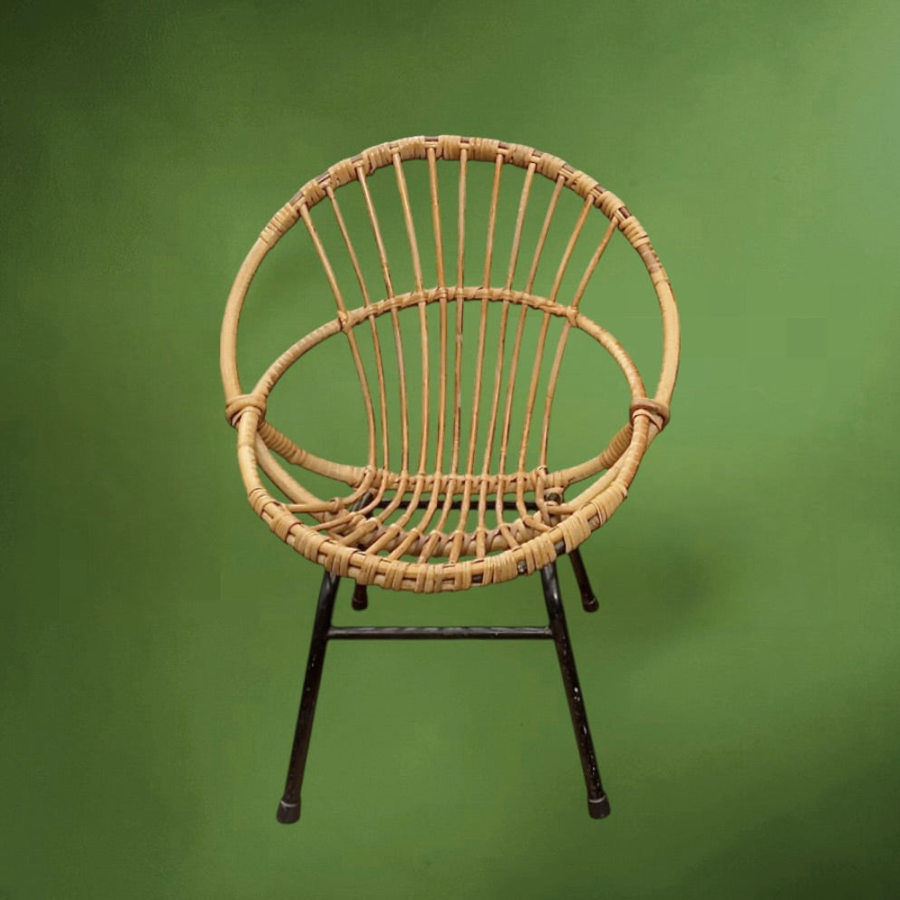 Fauteuil enfant vintage rotin bambou années 60 fauteuil enfant design bohème scandinave