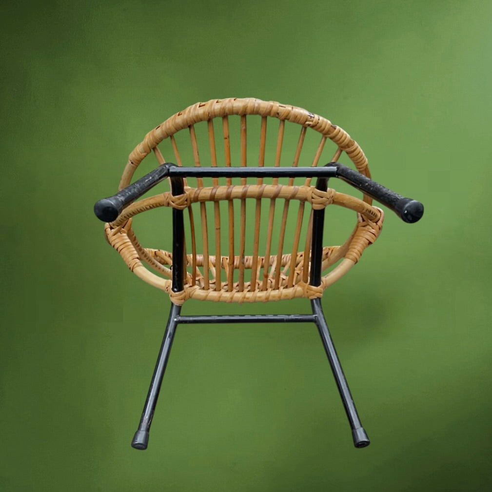 Fauteuil enfant vintage rotin bambou années 60 fauteuil enfant design bohème scandinave