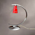 Lampe design vintage aluminium courbe abat-jour rouge Massive