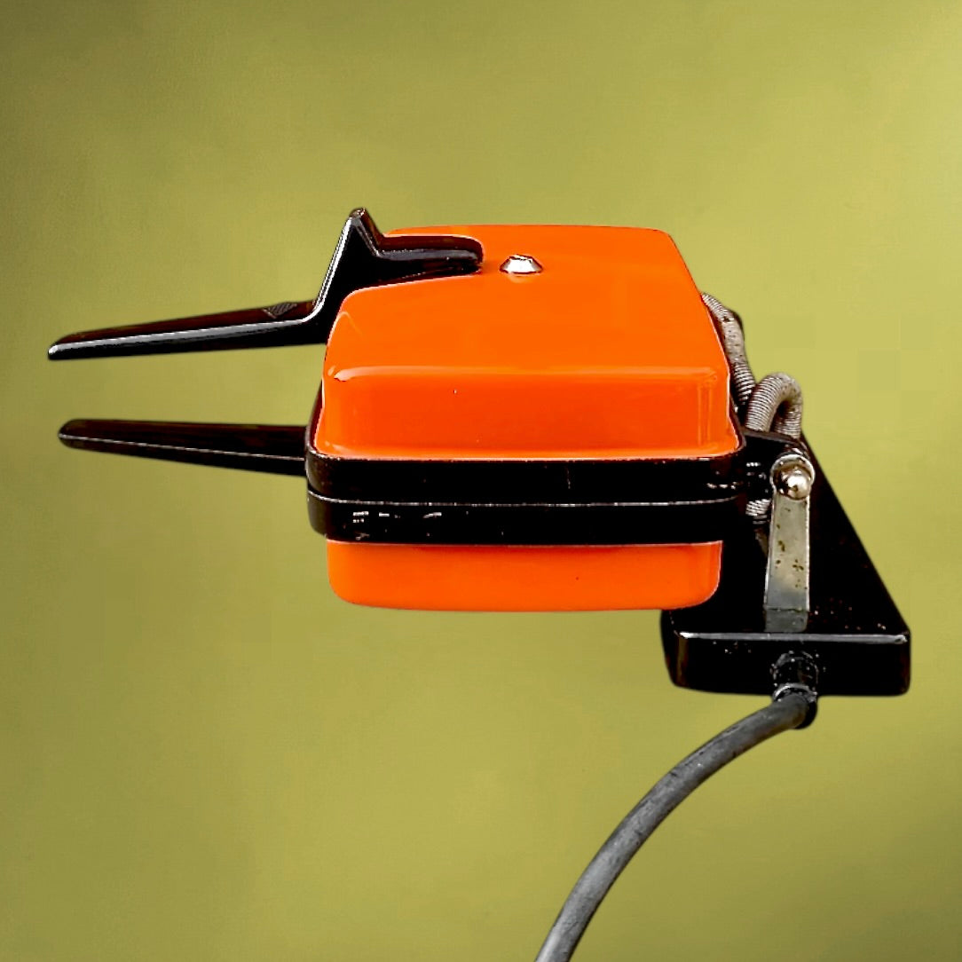 Appareil croque-monsieur vintage orange Bakélite années 60 70 grill sandwich rétro