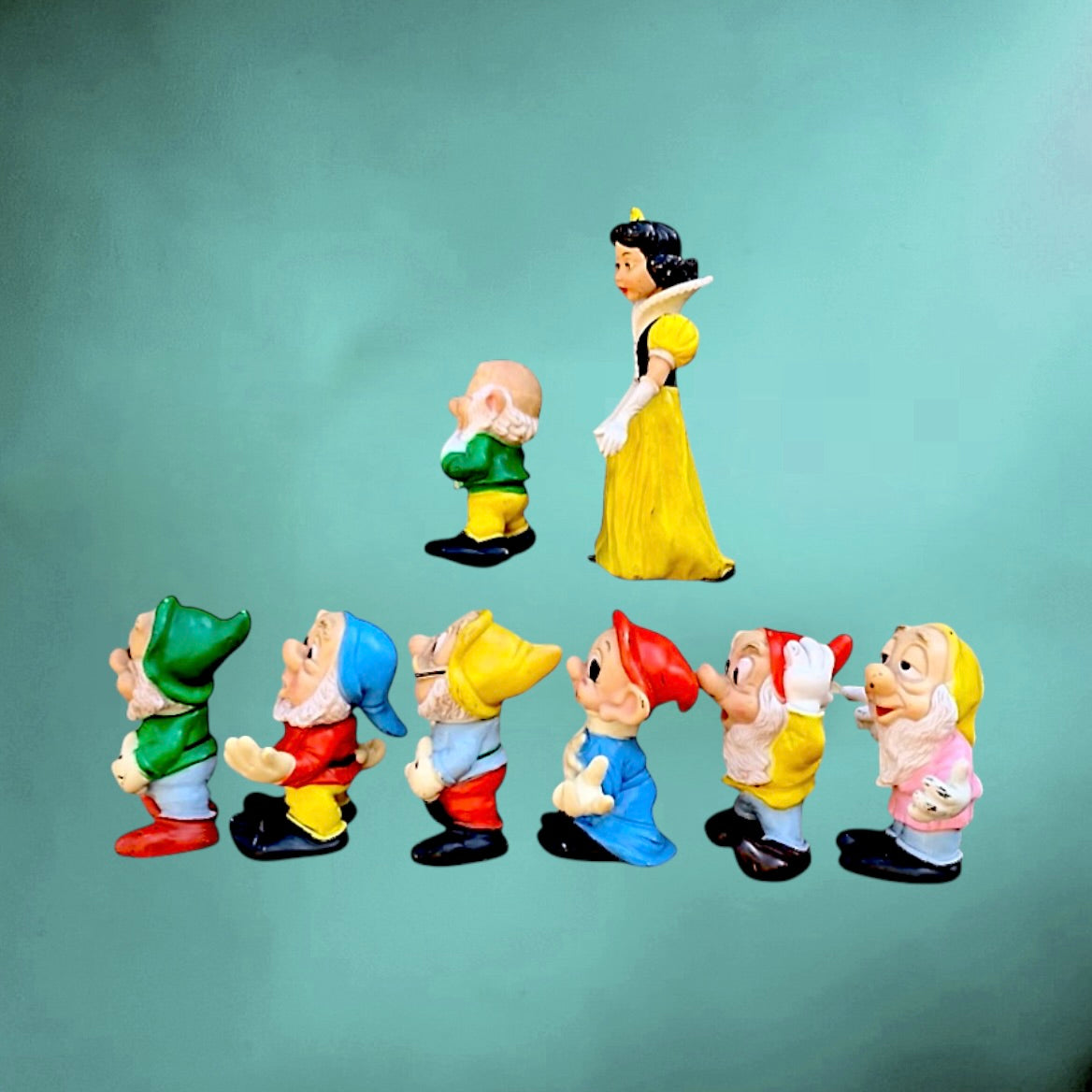 Blanche Neige et les 7 nains vintage Disney années 60 – figurines pouet complètes