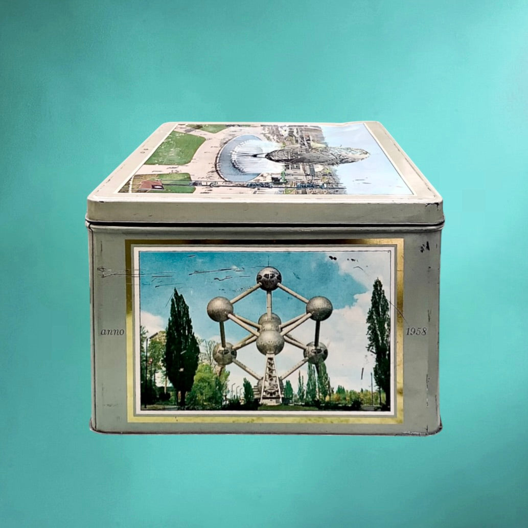 Boîte métal Exposition universelle Bruxelles 1958 Atomium vintage