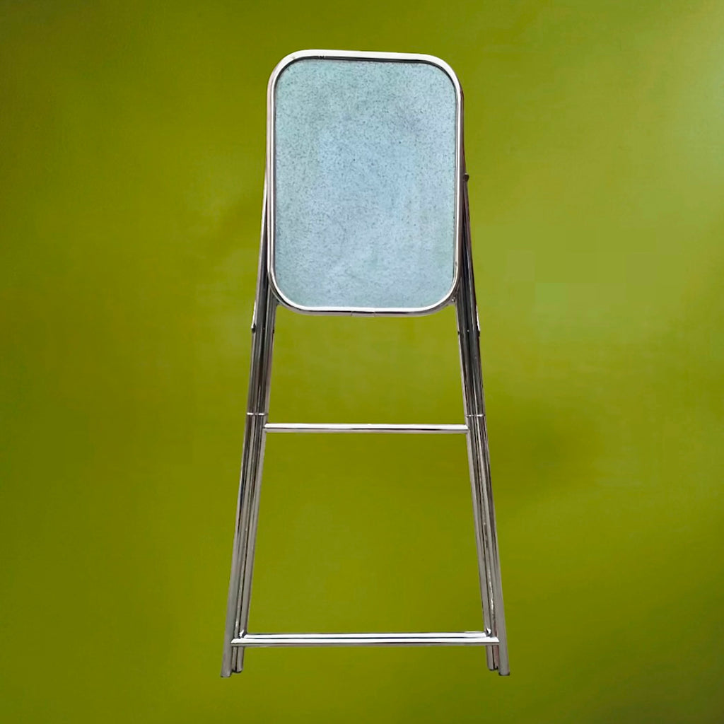 Table de projection vintage pliante métal chromé formica bleu années 60
